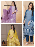 Printed Cotton Kurti With Pant And Dupatta-ISKWSU18081693