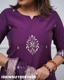 Embroidered Chanderi Kurti With Pant And Jacquard Dupatta-ISKWSU18081696