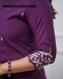 Embroidered Chanderi Kurti With Pant And Jacquard Dupatta-ISKWSU18081696