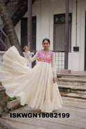 Embroidered Kora Cotton Gown-ISKWGN18082199