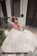 Embroidered Kora Cotton Gown-ISKWGN18082199