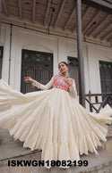 Embroidered Kora Cotton Gown-ISKWGN18082199