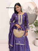 Embroidered Silk Kurti With Sharara And Dupatta-ISKWSH180821998