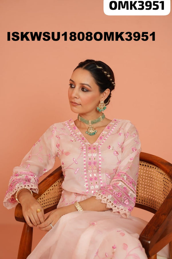 Embroidered Organza Kurti With Pant And Dupatta-ISKWSU1808OMK3951