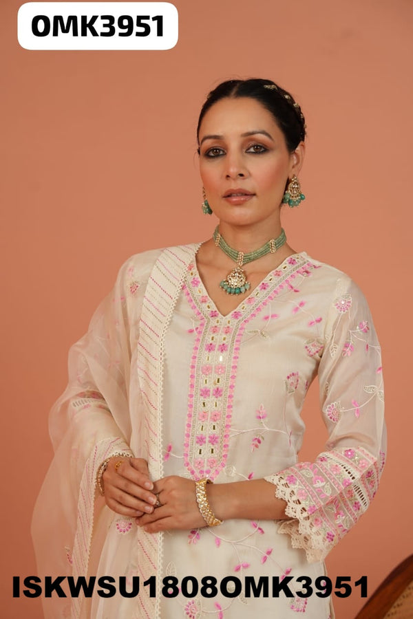 Embroidered Organza Kurti With Pant And Dupatta-ISKWSU1808OMK3951