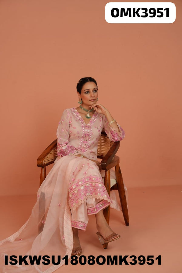 Embroidered Organza Kurti With Pant And Dupatta-ISKWSU1808OMK3951