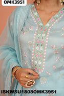 Embroidered Organza Kurti With Pant And Dupatta-ISKWSU1808OMK3951