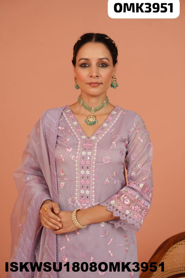 Embroidered Organza Kurti With Pant And Dupatta-ISKWSU1808OMK3951