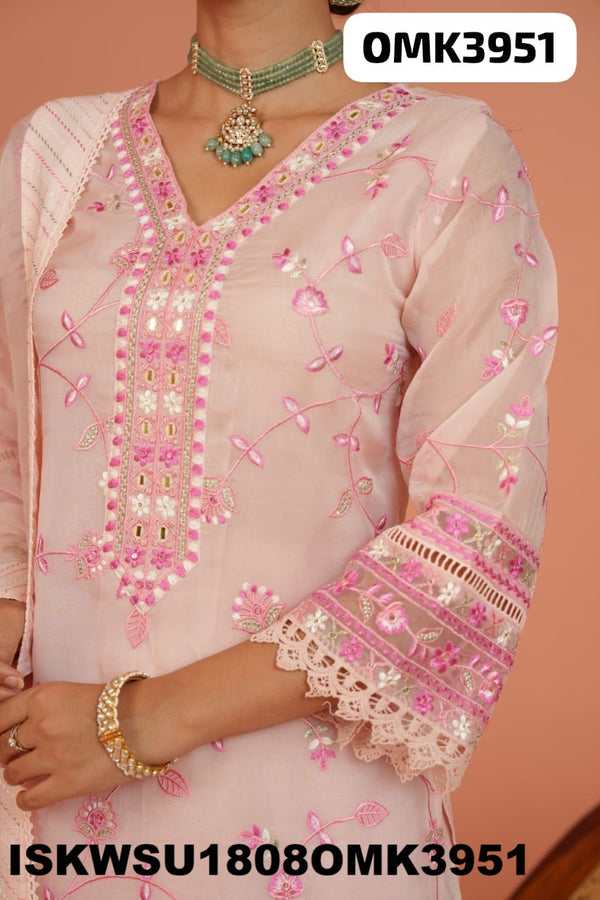 Embroidered Organza Kurti With Pant And Dupatta-ISKWSU1808OMK3951
