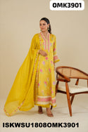 Embroidered Silk Anarkali Kurti With Shantoon Pant And Dupatta-ISKWSU1808OMK3901