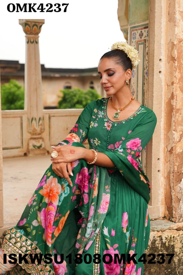 Digital Floral Printed Chinon Anarkali Kurti With Pant And Dupatta-ISKWSU1808OMK4237