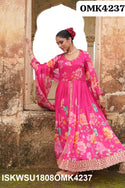 Digital Floral Printed Chinon Anarkali Kurti With Pant And Dupatta-ISKWSU1808OMK4237