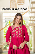 Embroidered Cotton Kurti With Pant And Dupatta-ISKWSU190813668