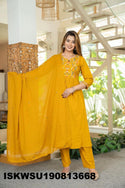 Embroidered Cotton Kurti With Pant And Dupatta-ISKWSU190813668