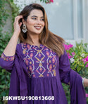 Embroidered Cotton Kurti With Pant And Dupatta-ISKWSU190813668