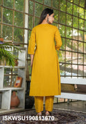 Embroidered Cotton Kurti With Pant And Dupatta-ISKWSU190813670