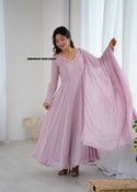 Embroidered Georgette Gown With Dupatta-ISKWGN190818997