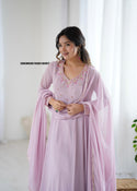 Embroidered Georgette Gown With Dupatta-ISKWGN190818997