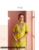 Embroidered Chinon Kurti With Sharara And Dupatta-ISKWSH190810039