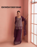 Embroidered Chinon Kurti With Sharara And Dupatta-ISKWSH190810040