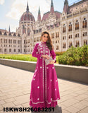 Embroidered Silk Front Slit Flared Kurti With Sharara And Dupatta-ISKWSH26083251