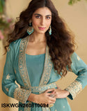 Chinon Silk Gown With Embroidered Shrug-ISKWGN260810094