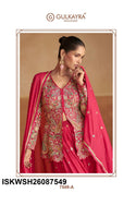 Embroidered Chinon Top With Sharara And Dupatta-ISKWSH26087549