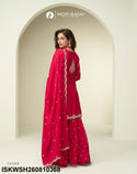 Embroidered Chinon Silk Kurti With Sharara And Dupatta-ISKWSH260810369/68/70