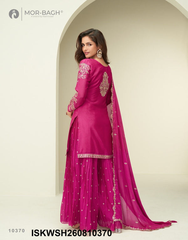 Embroidered Chinon Silk Kurti With Sharara And Dupatta-ISKWSH260810369/68/70
