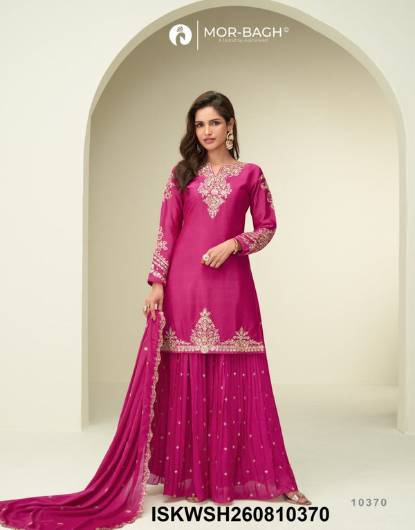 Embroidered Chinon Silk Kurti With Sharara And Dupatta-ISKWSH260810369/68/70