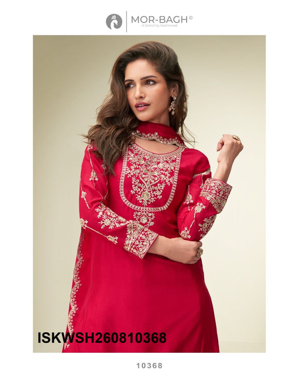Embroidered Chinon Silk Kurti With Sharara And Dupatta-ISKWSH260810369/68/70