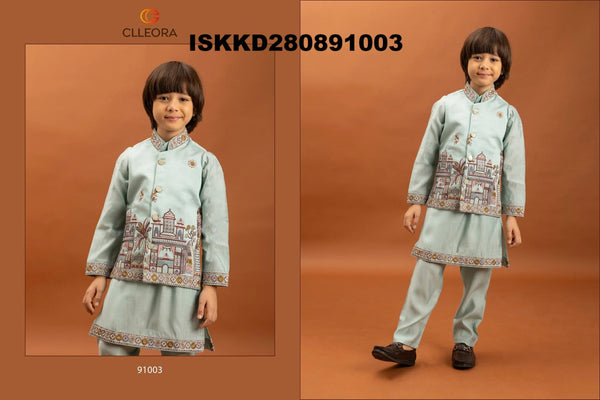 Kid's Viscose Silk Kurta With Koti And Pajama-ISKKD280891001/02/03/04/05/06