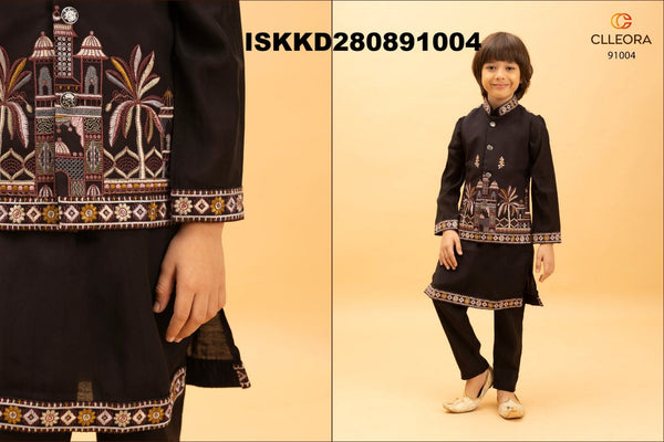 Kid's Viscose Silk Kurta With Koti And Pajama-ISKKD280891001/02/03/04/05/06