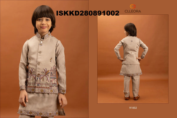Kid's Viscose Silk Kurta With Koti And Pajama-ISKKD280891001/02/03/04/05/06