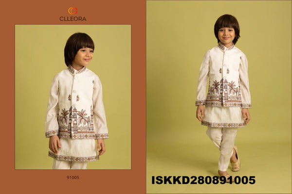Kid's Viscose Silk Kurta With Koti And Pajama-ISKKD280891001/02/03/04/05/06