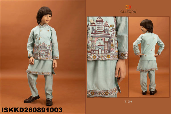 Kid's Viscose Silk Kurta With Koti And Pajama-ISKKD280891001/02/03/04/05/06