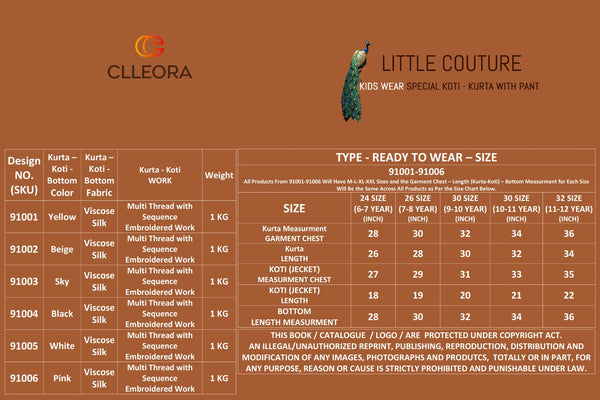 Kid's Viscose Silk Kurta With Koti And Pajama-ISKKD280891001/02/03/04/05/06