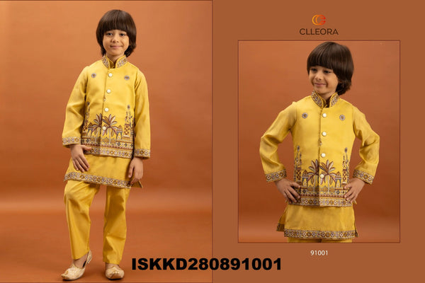 Kid's Viscose Silk Kurta With Koti And Pajama-ISKKD280891001/02/03/04/05/06