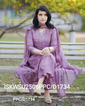 Embroidered Silk Kurti With Pant And Chinon Dupatta-ISKWSU2506PPC/D1734