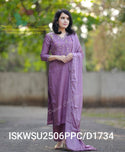 Embroidered Silk Kurti With Pant And Chinon Dupatta-ISKWSU2506PPC/D1734
