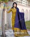 Ikkat Weaved Silk Kurti With Pant And Dupatta-ISKWSU2506PPC/D1879