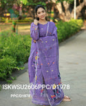 Hand Woven Jamdani Cotton Kurti With Pant And Woven Dupatta-ISKWSU2606PPC/D1978