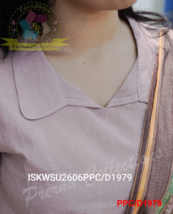Handloom Cotton Kurti With Pant And Dupatt-ISKWSU2606PPC/D1979