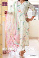 Digital Printed Cotton Kurti With Pant And Dupatta-ISKWSUFC240625C