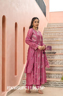 Embroidered Malmal Chanderi Kurti With Silk Pant And  Dupatta-ISKWSUFC110625B/FC110625P