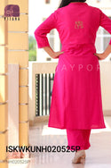 Linen Cotton Kurti With Pant And Detachable Kutch Embroidered Jacket-ISKWKUNH020525P