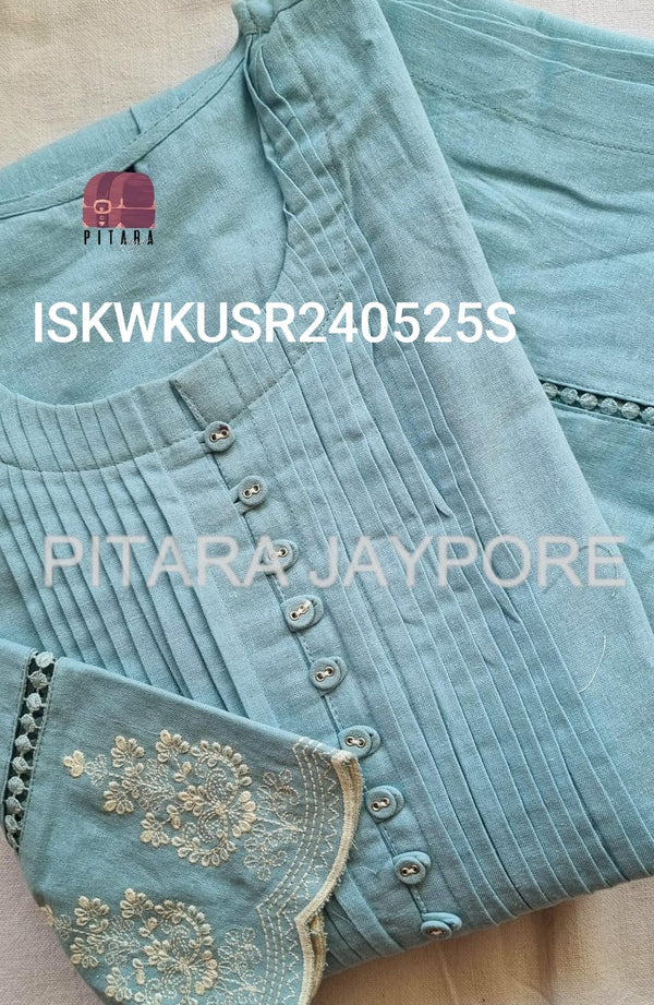 Embroidered Linen Cotton Kurti With Pant-ISKWKUSR240525S