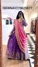 Embroidered Crush Lehenga With Blouse And Dupatta-ISKWNAV270625877