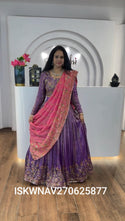 Embroidered Crush Lehenga With Blouse And Dupatta-ISKWNAV270625877