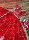 Embroidered Chinon Lehenga With Blouse And Net Dupatta-ISKWLH22045872